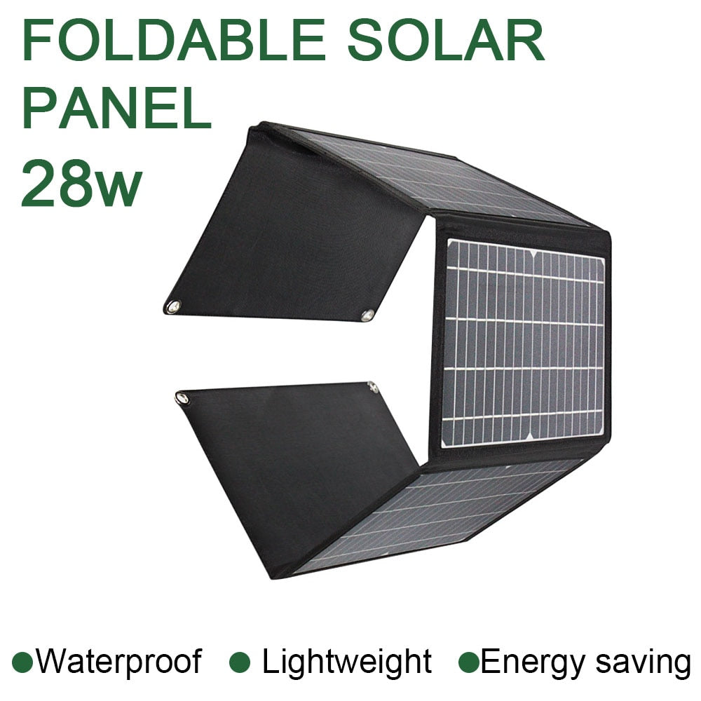 hot sale 18v 28w foldable solar charger dual USB 5v DC port folding portable 12v battery solar panel 60w