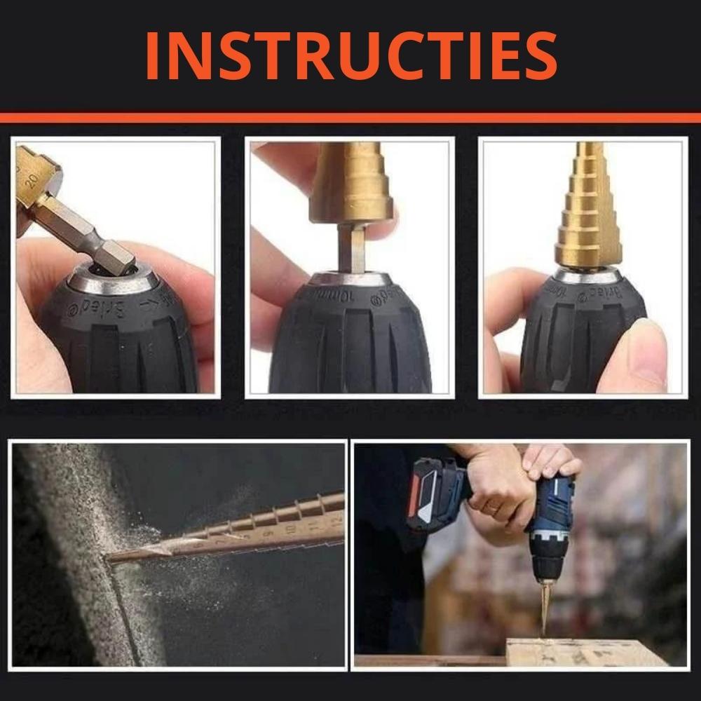 Titanium Bit- en Boorset | Boor Gaten in Staal, Messing, Hout, Kunststof etc.