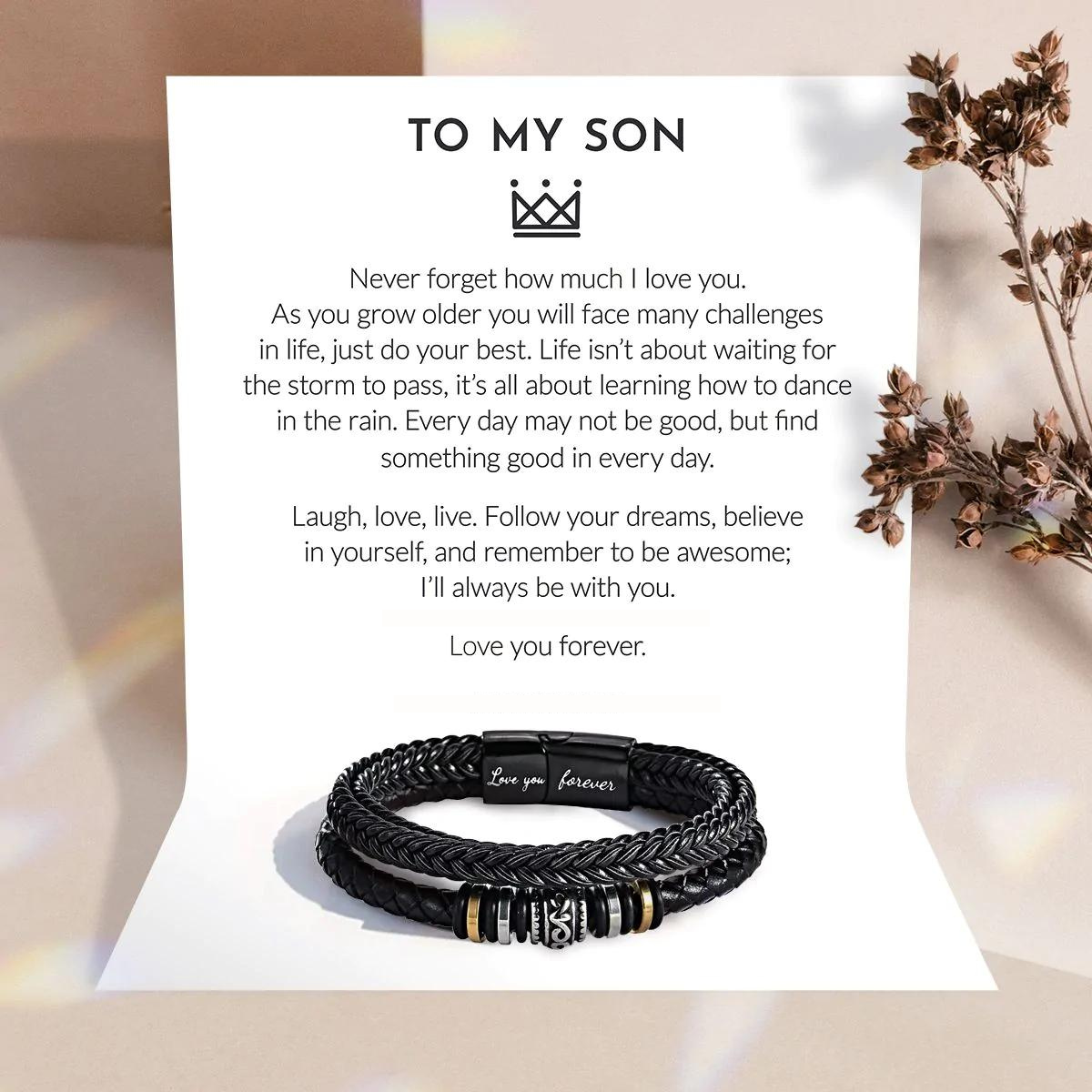 Voor Mijn Zoon "Love You Forever" Leren Armband