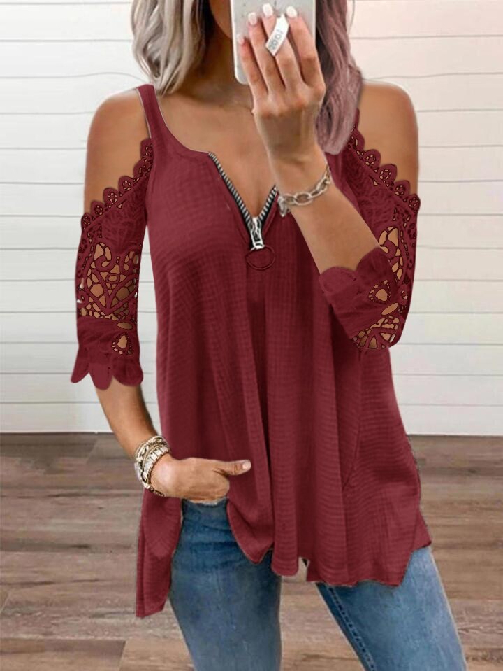 Off-Shoulder Top met Kant