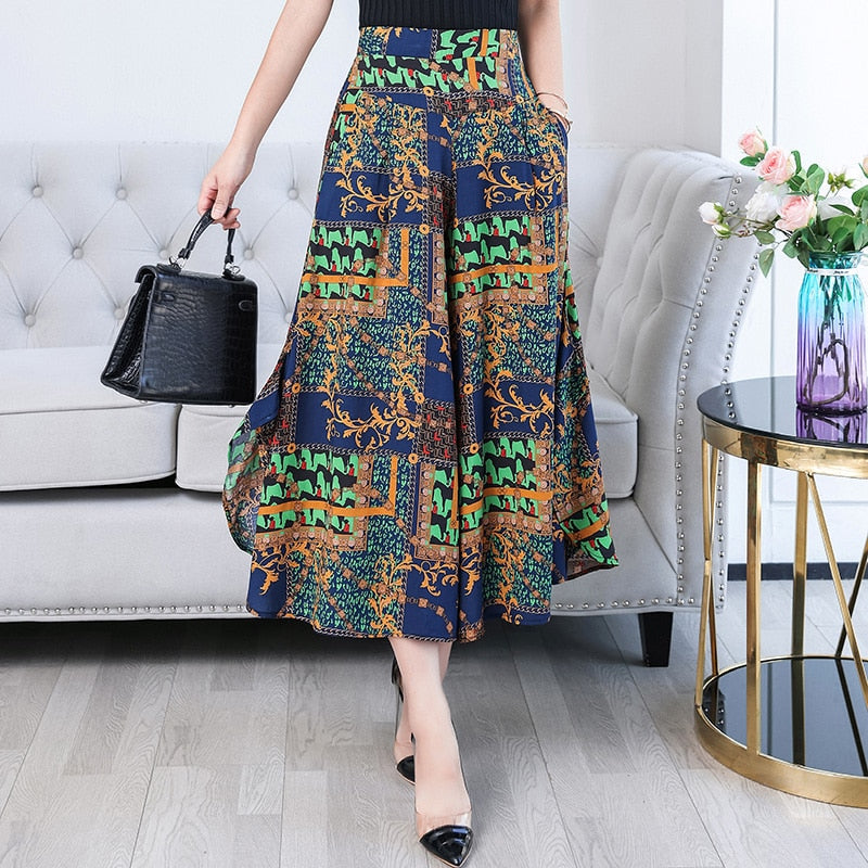 Broek met hoge taille en wijde pijpen