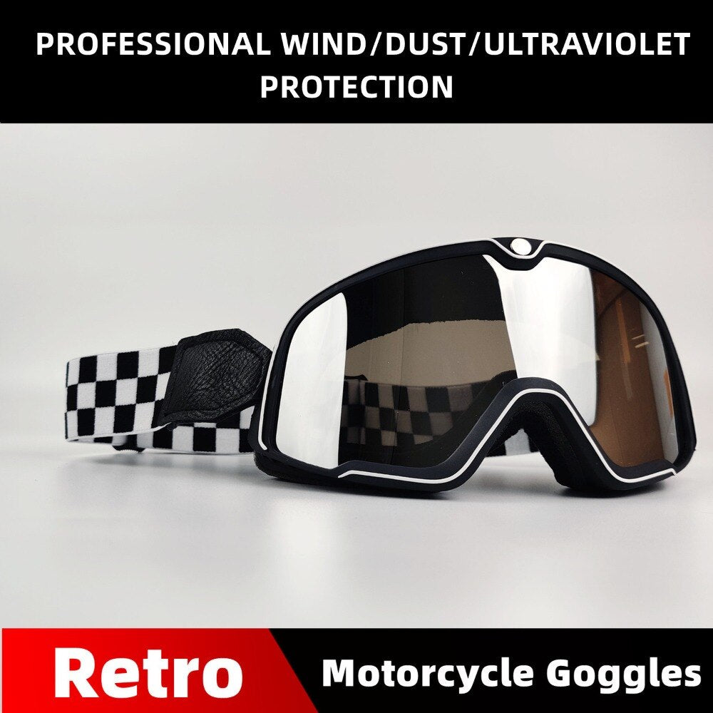 Retro Motorcycle Goggles Ski Glasses Motocross Sunglasses Vintage Cycling Racing Woman Cafe Racer Chopper Moto Cross MTB ATV