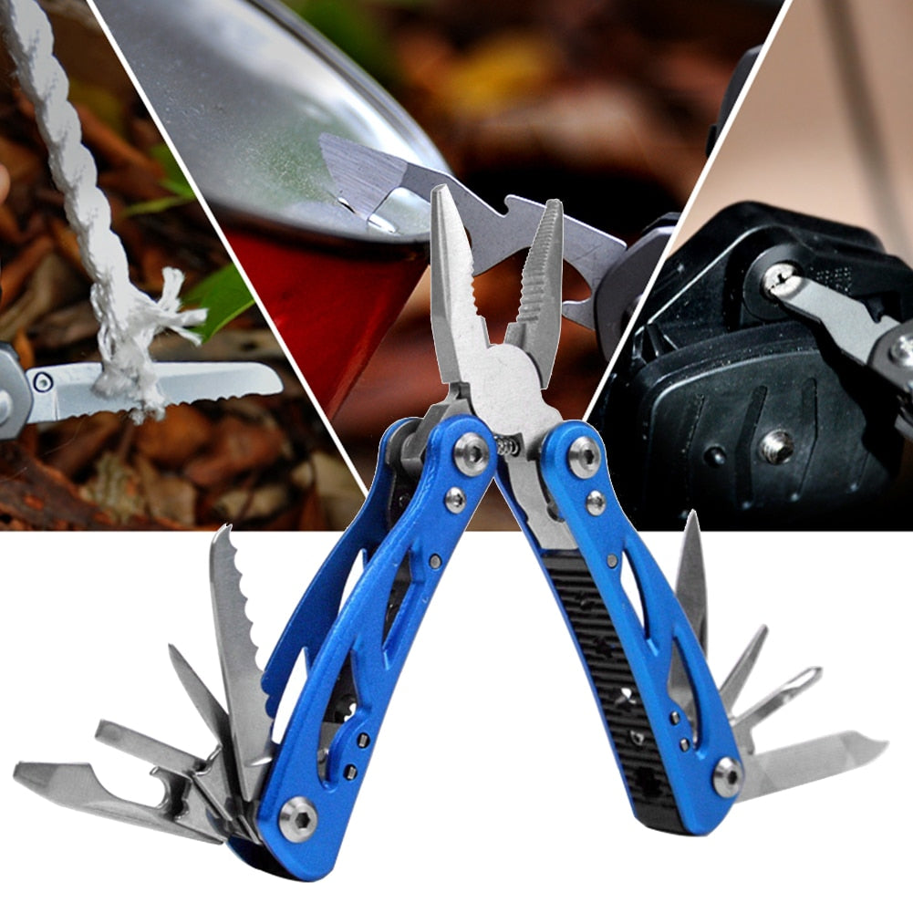12 in 1 Outdoor Camping Survival Tools Portable Mini Multitool 420 Stainless Steel Cutter Pliers Knife Screwdriver Bottle Opener