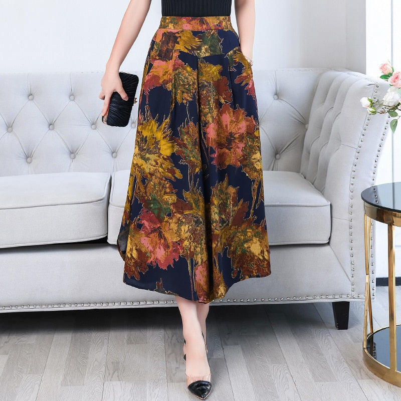 Broek met hoge taille en wijde pijpen
