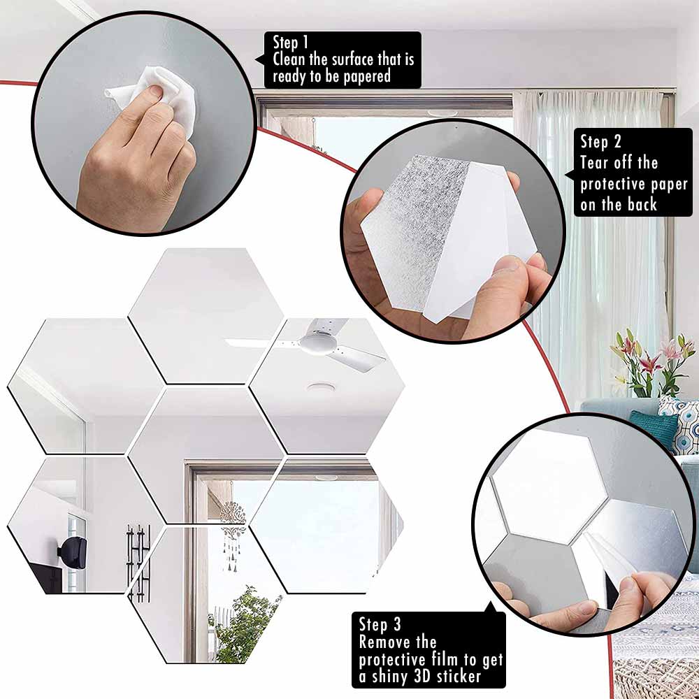 Hexagon Spiegel Stickers