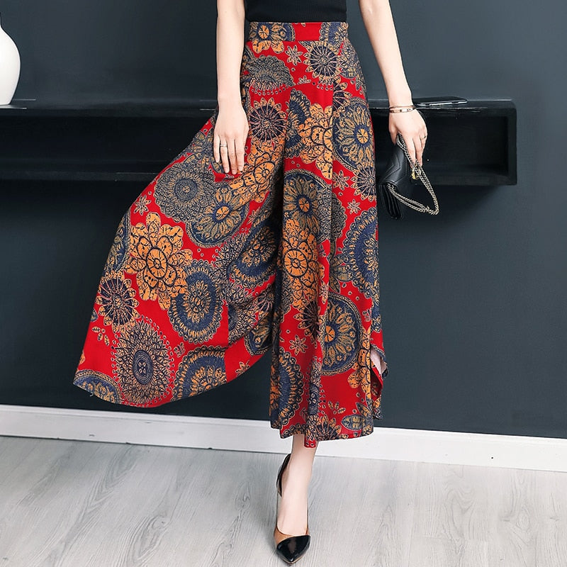 Broek met hoge taille en wijde pijpen