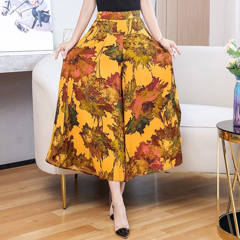 Broek met hoge taille en wijde pijpen