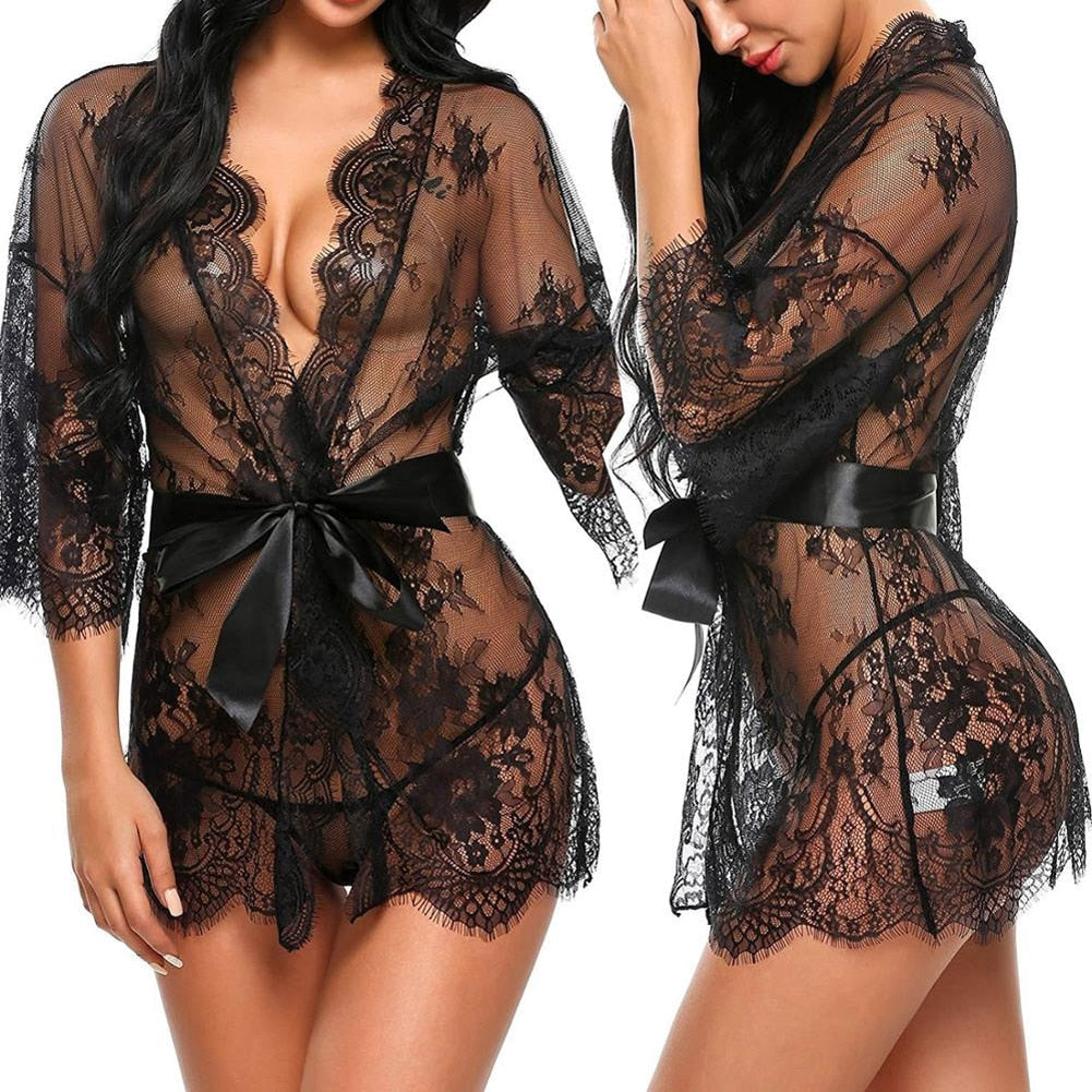 See-Through Kanten Kimono