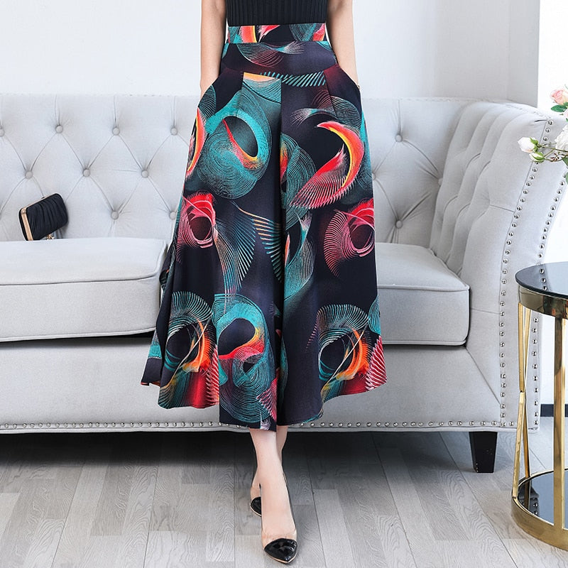 Broek met hoge taille en wijde pijpen