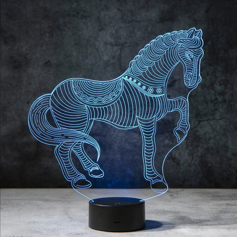 3D Paard Illusie Lamp | incl. 7 Kleuren Modus!