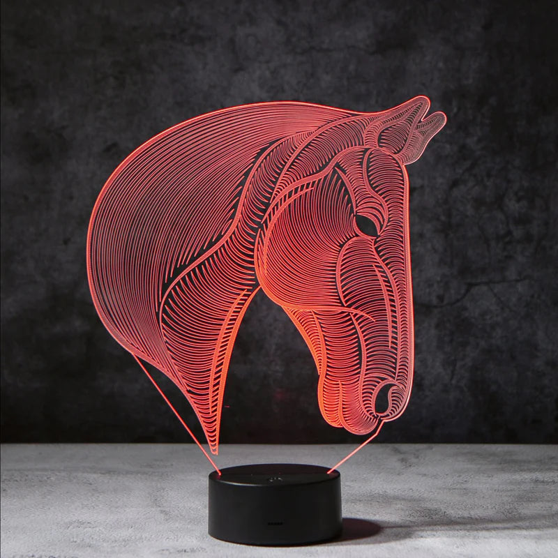 3D Paard Illusie Lamp | incl. 7 Kleuren Modus!