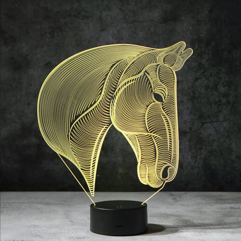 3D Paard Illusie Lamp | incl. 7 Kleuren Modus!