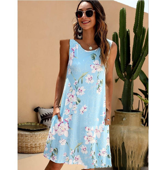 New Sleeveless Pullover Print Tank Dress