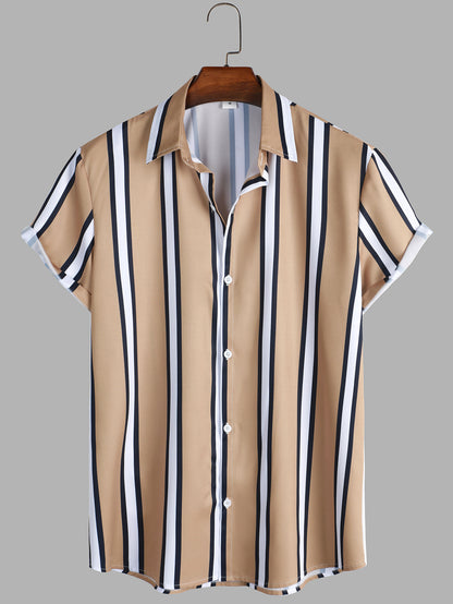 Striped Shirt Men's Casual  Digital Printing