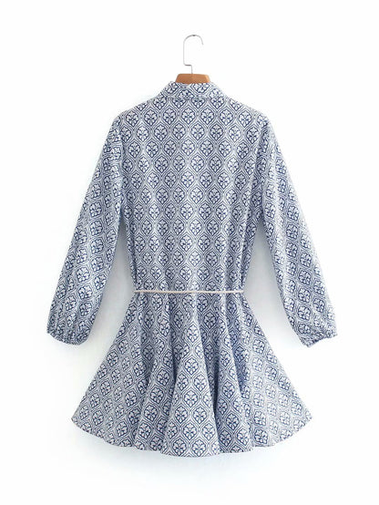Spring Belt Printed Dress