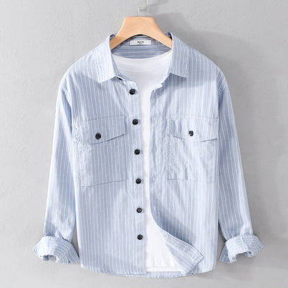 Spring Autumn Men's Striped Long Sleeve Lining