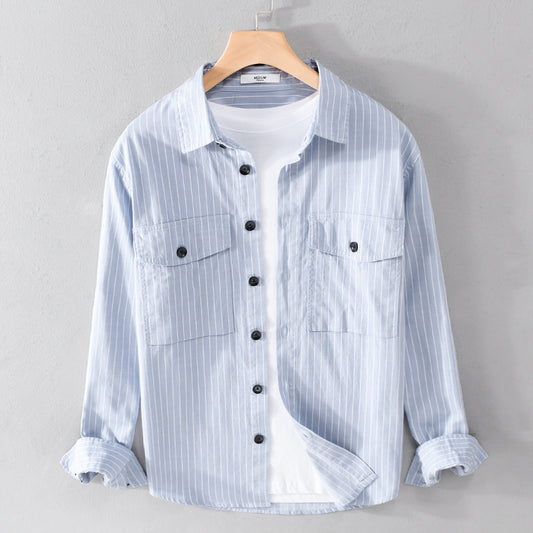 Spring Autumn Men's Striped Long Sleeve Lining