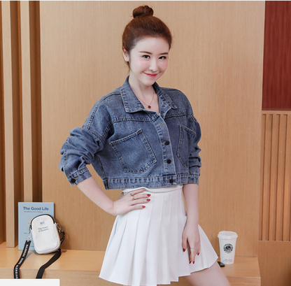 2021 spring new women's Korean spring jacket students wild spring and autumn short red denim jacket female tide