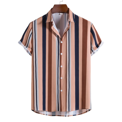 Striped Shirt Men's Casual  Digital Printing