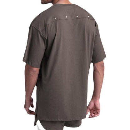 Short-sleeved Men's Solid Color Quick-drying Split T-shirt