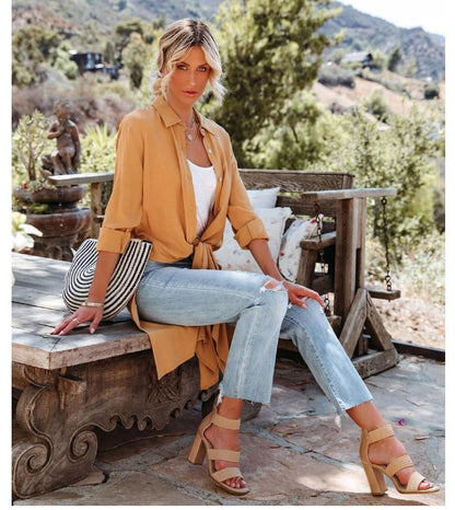 Women's Lapel Shirt Loose Casual Long Sleeve Dress