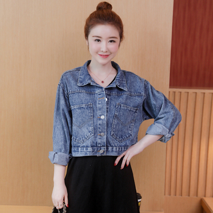 2021 spring new women's Korean spring jacket students wild spring and autumn short red denim jacket female tide