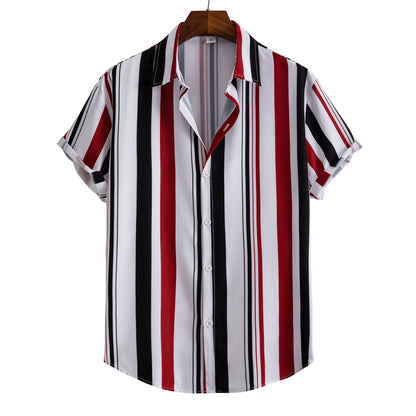 Striped Shirt Men's Casual  Digital Printing
