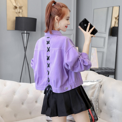 2021 spring new women's Korean spring jacket students wild spring and autumn short red denim jacket female tide