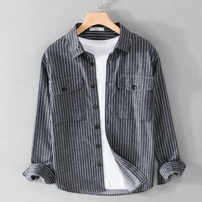 Spring Autumn Men's Striped Long Sleeve Lining