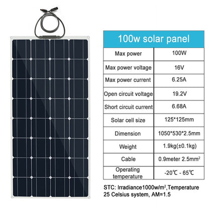 DGSUNLIGHT 100w 200w 12v portable Solar Panel Flexible 16V 800W plate CELLS Monocrystalline silicon
