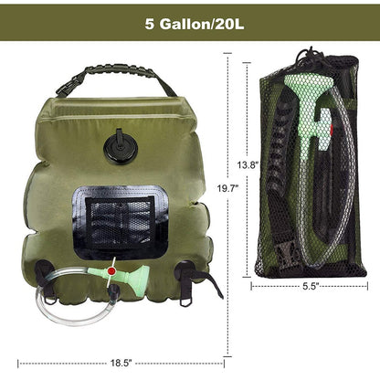 Outdoor Solar Collecting Bathing Bag Portable Eco-Friendly PVC Comp Shower Pouch 20L Camping Shower Hanging Bath Water Bag