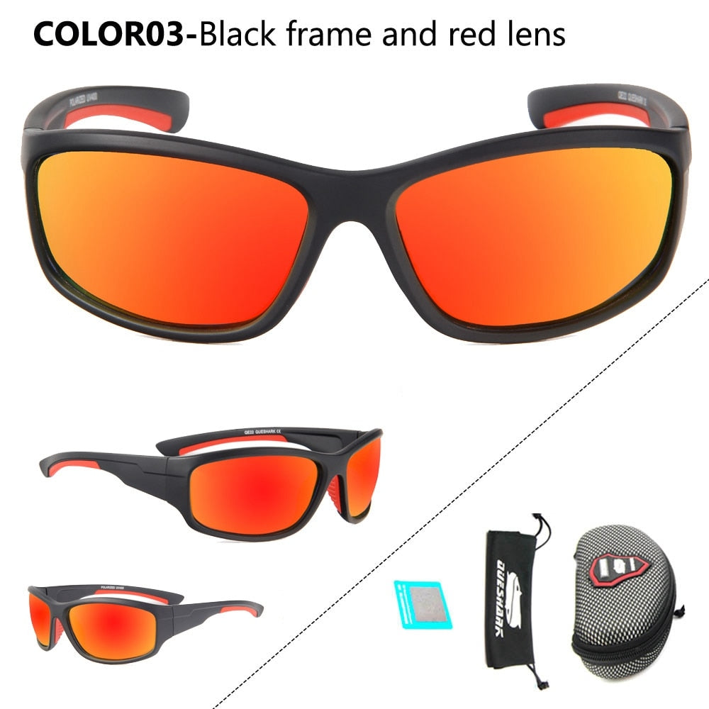 QUESHARK Men Polarized Fishing Sunglasses Hiking Angling Goggles Sports Cycling Fisherman Glasses Uv400 Fishing Eyewear