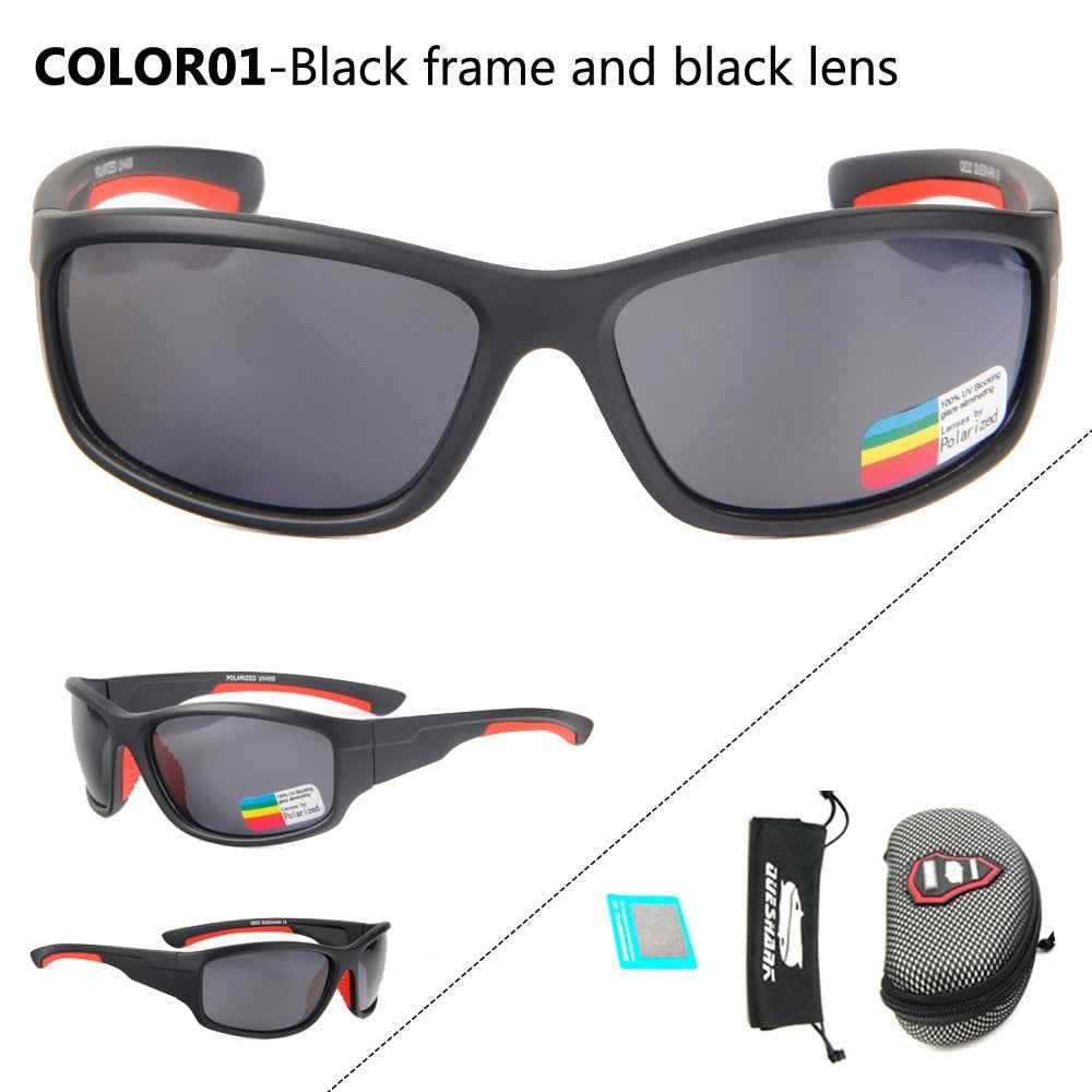 QUESHARK Men Polarized Fishing Sunglasses Hiking Angling Goggles Sports Cycling Fisherman Glasses Uv400 Fishing Eyewear