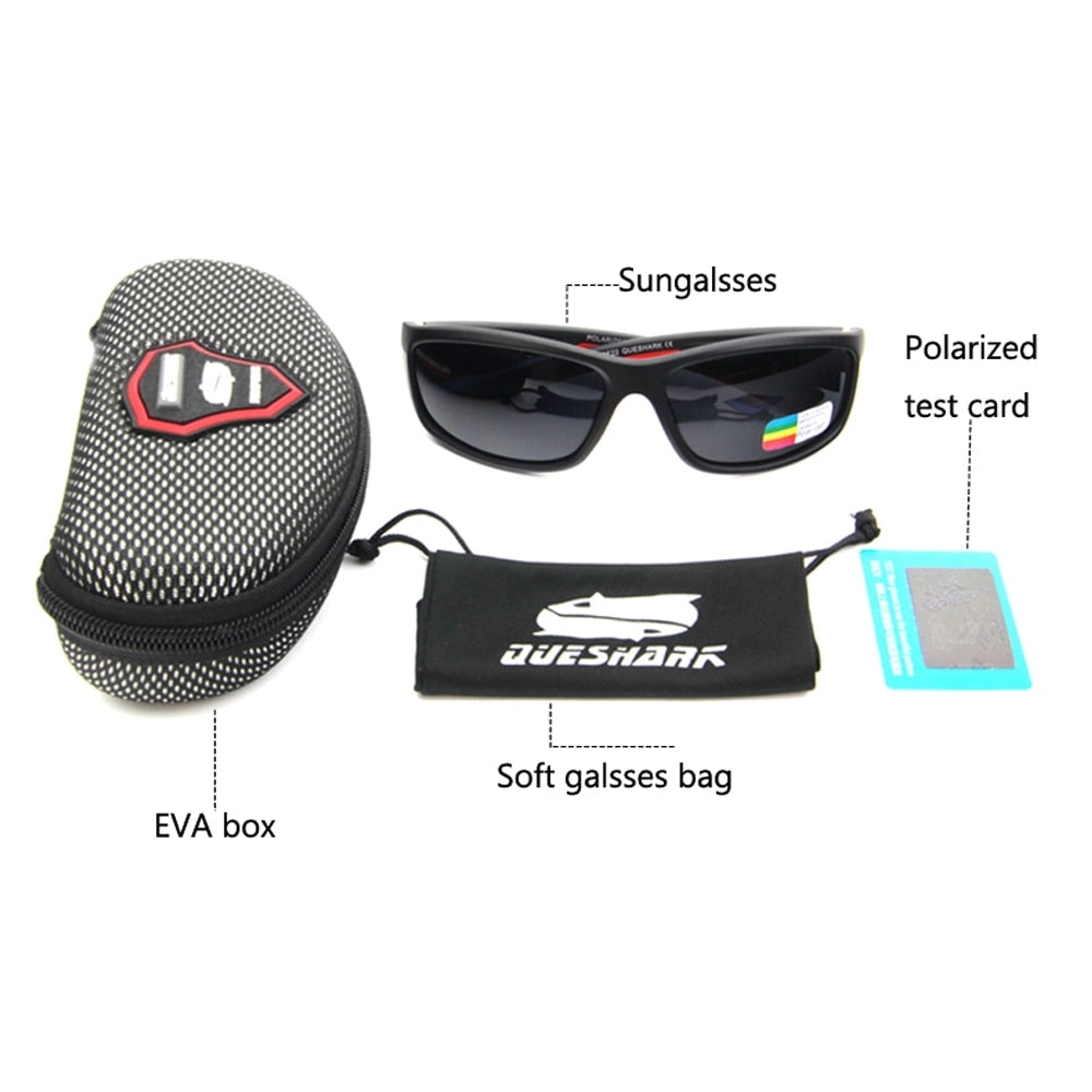QUESHARK Men Polarized Fishing Sunglasses Hiking Angling Goggles Sports Cycling Fisherman Glasses Uv400 Fishing Eyewear