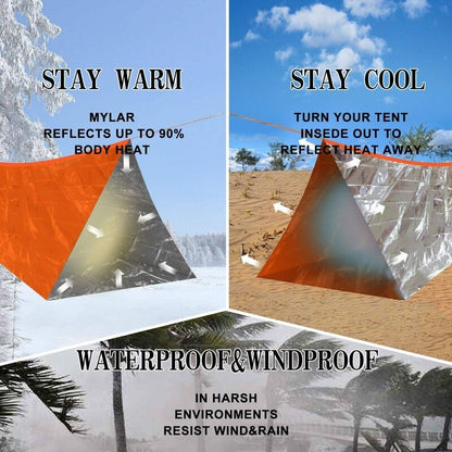 Shelter Survival Tent 2-4 Person Mylar Emergency Tube Tent Lightweight Waterproof Thermal Emergency Blanket for Camping Hiking