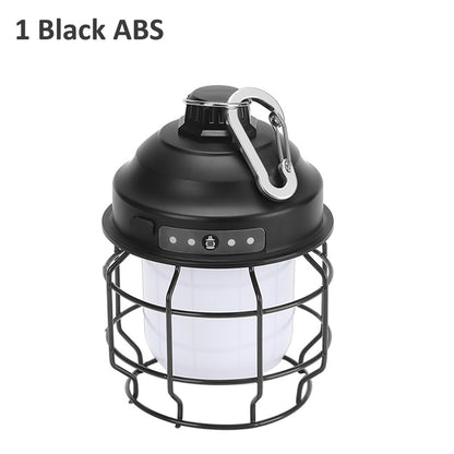 Vintage Metal Hanging Camping Lanterns 3600mAh Battery Powered Warm Light Led Camp Lantern Rechargeable Tent Light For Outdoor
