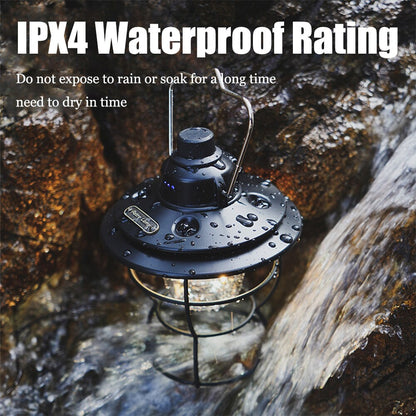 Led Portable Retro Camping Lantern Rechargeable Metal Handle Flashlight Vintage Warm White Light Outdoor Hanging Tent Light