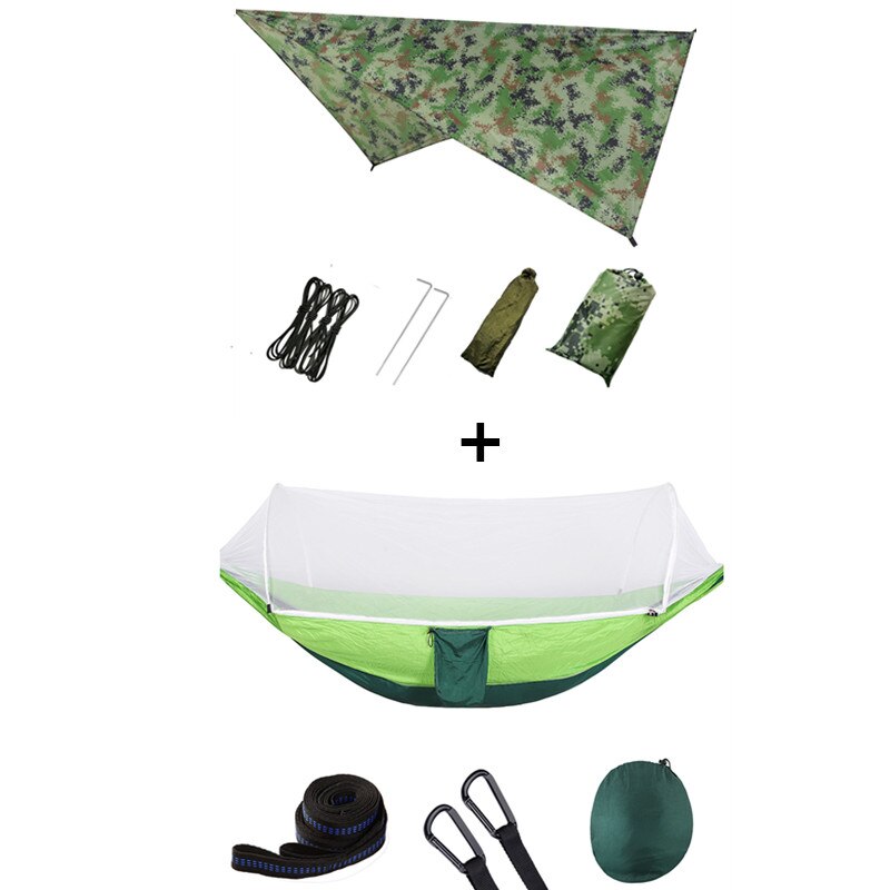 Pop-Up Portable Camping Hammock with Mosquito Net and Sun Shelter,Parachute Swing Hammocks Rain Fly Hammock Canopy Camping Stuff
