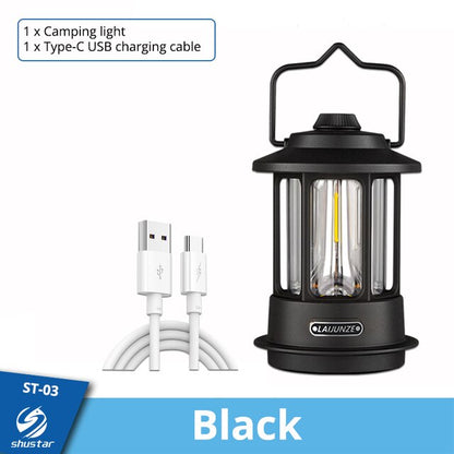 Brightest Vintage Metal Hanging Lanterns 10000mAh Warm Light Led Camping Lantern Rechargeable Lightweight Tent Light For Outdoor
