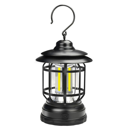 Vintage Metal Hanging Camping Lanterns 3600mAh Battery Powered Warm Light Led Camp Lantern Rechargeable Tent Light For Outdoor