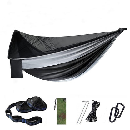 Camping Hammock with Mosquito Net Double Hammock Travel Hammock,Backpacking Hammock Portable Parachute 5+1 Ring Strap Hammock