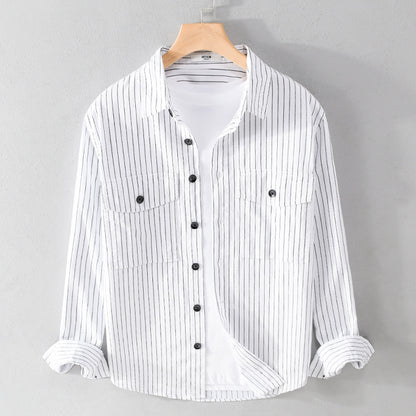 Spring Autumn Men's Striped Long Sleeve Lining