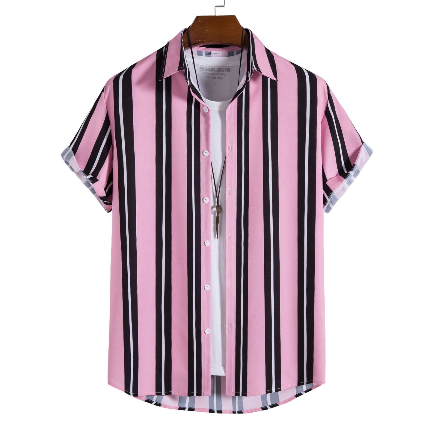 Striped Shirt Men's Casual  Digital Printing