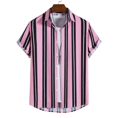 Striped Shirt Men's Casual  Digital Printing