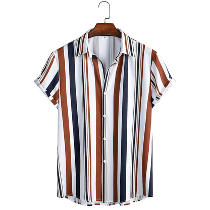 Striped Shirt Men's Casual  Digital Printing