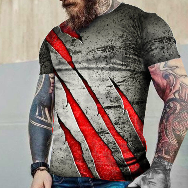 Printed Men's Street Short Sleeve Sports T-shirt Top