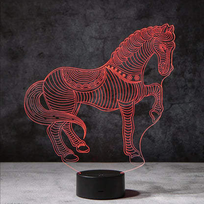 3D Paard Illusie Lamp | incl. 7 Kleuren Modus!