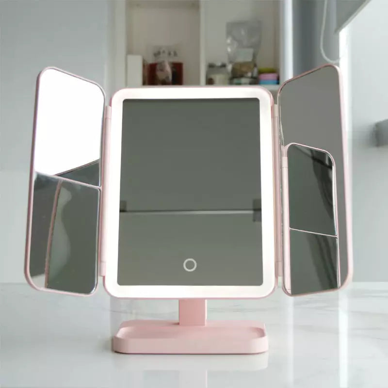 Vanity Mirror™ | Trifold Make-up Mirror with tri-color LED lighting