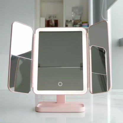 Vanity Mirror™ | Trifold Make-up Mirror with tri-color LED lighting