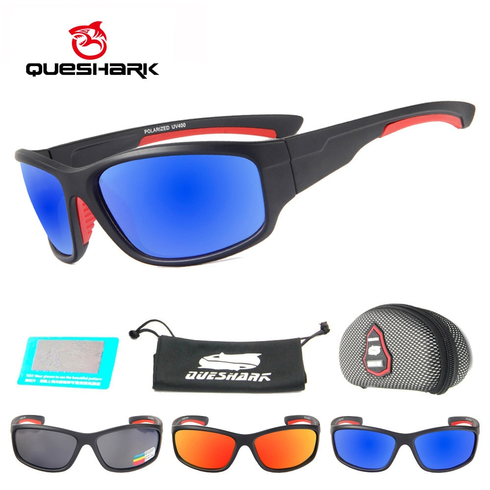 QUESHARK Men Polarized Fishing Sunglasses Hiking Angling Goggles Sports Cycling Fisherman Glasses Uv400 Fishing Eyewear